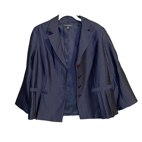 Lafayette 148 Blazer Womens Size 18 Blue Red Button Career Wear Professional - Picture 2 of 14